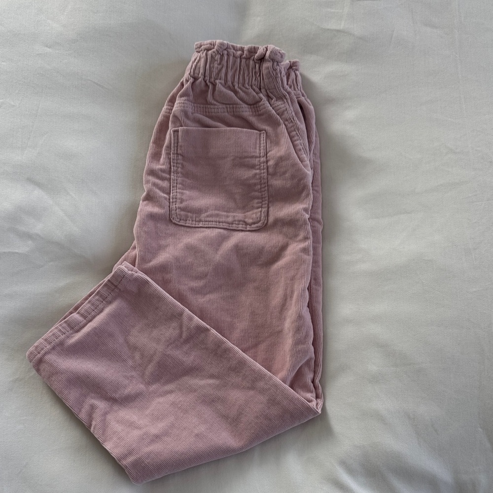 Zara Kids Corduroy Elastic-Waist Pants in Dusty Pink